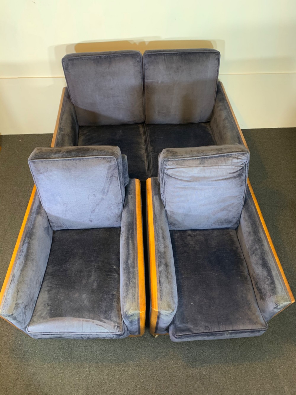 Art Deco Three Piece Suite for Reupholstery 