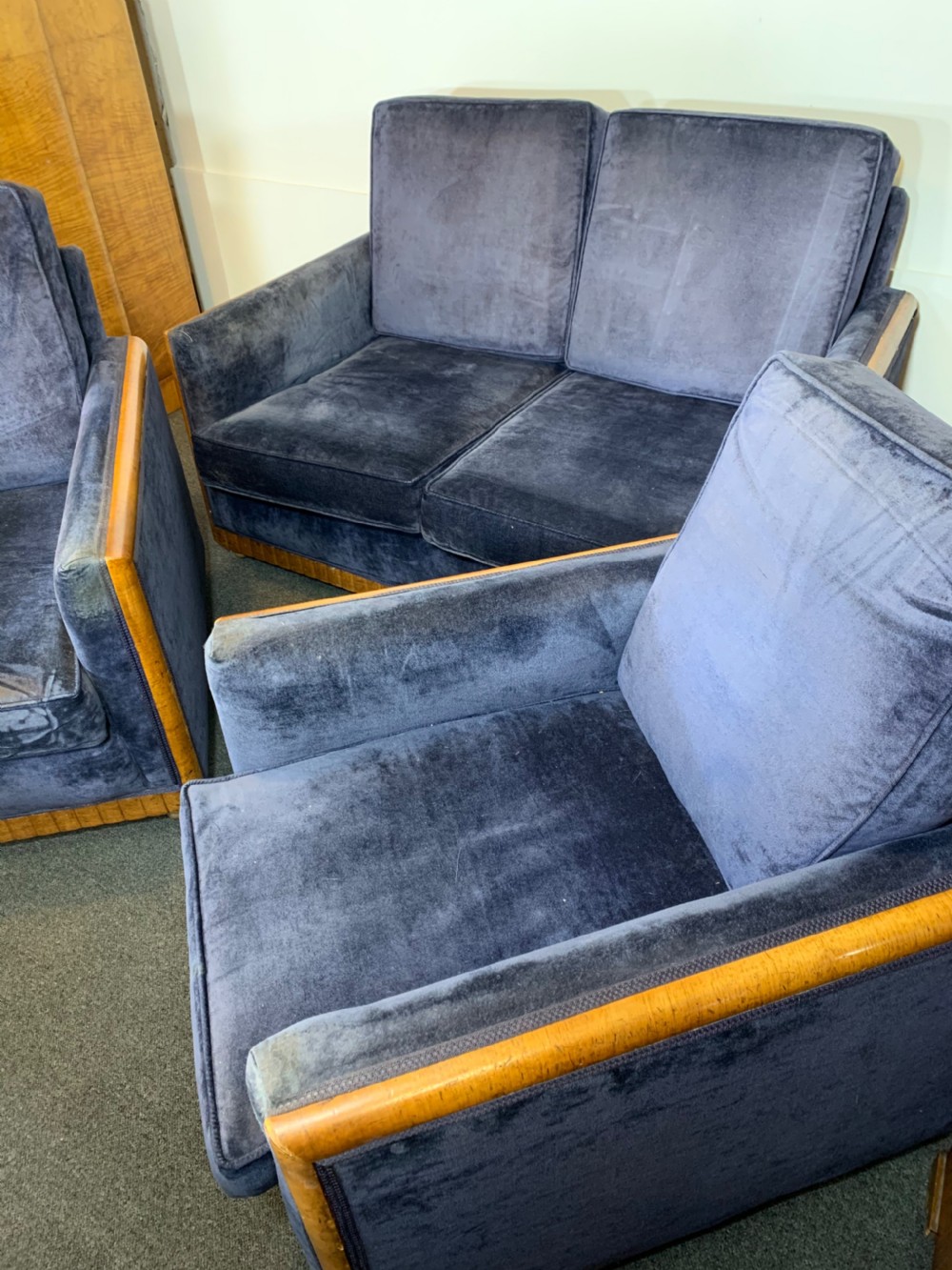 Art Deco Three Piece Suite for Reupholstery  View III