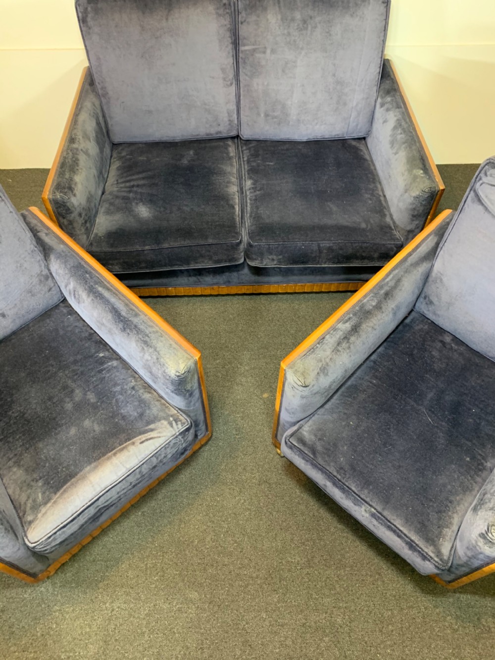Art Deco Three Piece Suite for Reupholstery  View V
