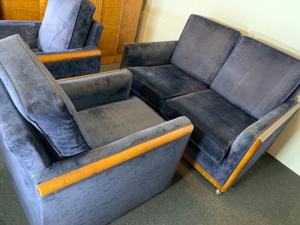 Art Deco Three Piece Suite for Reupholstery  View VI