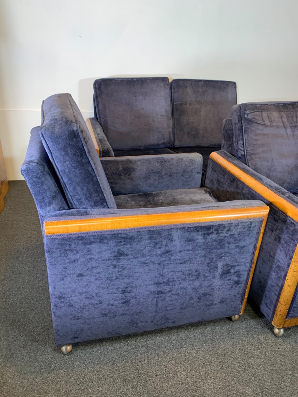 Art Deco Three Piece Suite for Reupholstery  View XII