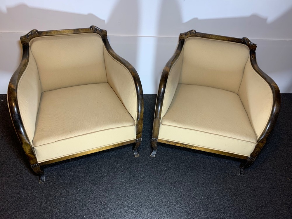 Art Deco Pair of Armchairs for Reupholstery View II