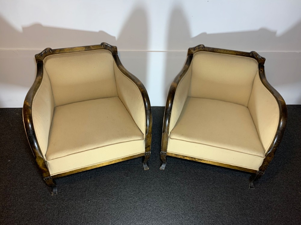 Art Deco Pair of Armchairs for Reupholstery View V