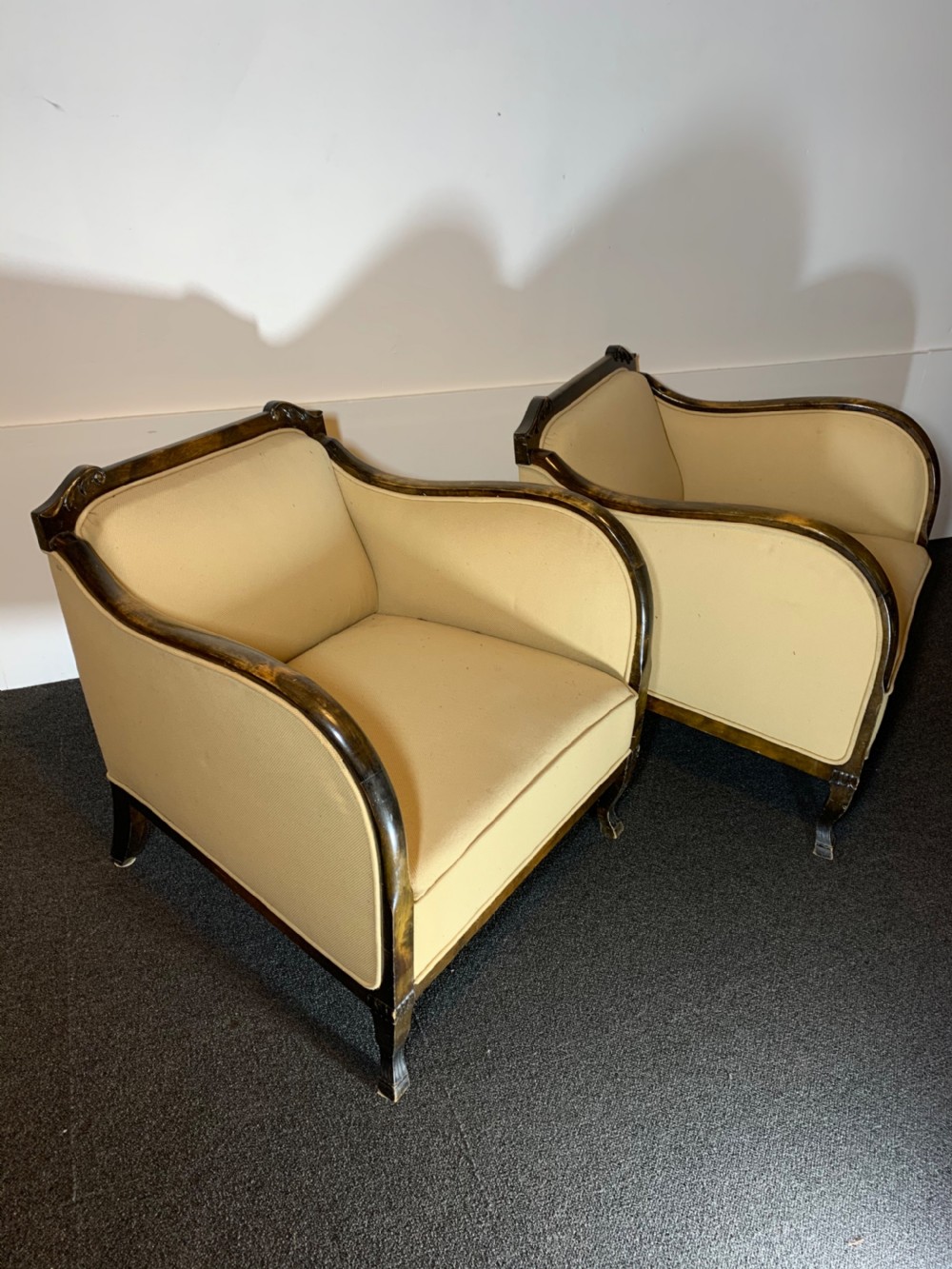Art Deco Pair of Armchairs for Reupholstery View VII