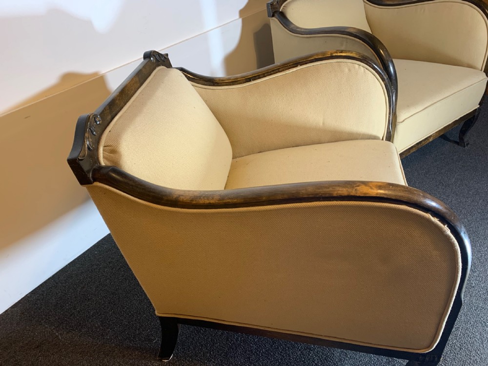 Art Deco Pair of Armchairs for Reupholstery View VIII