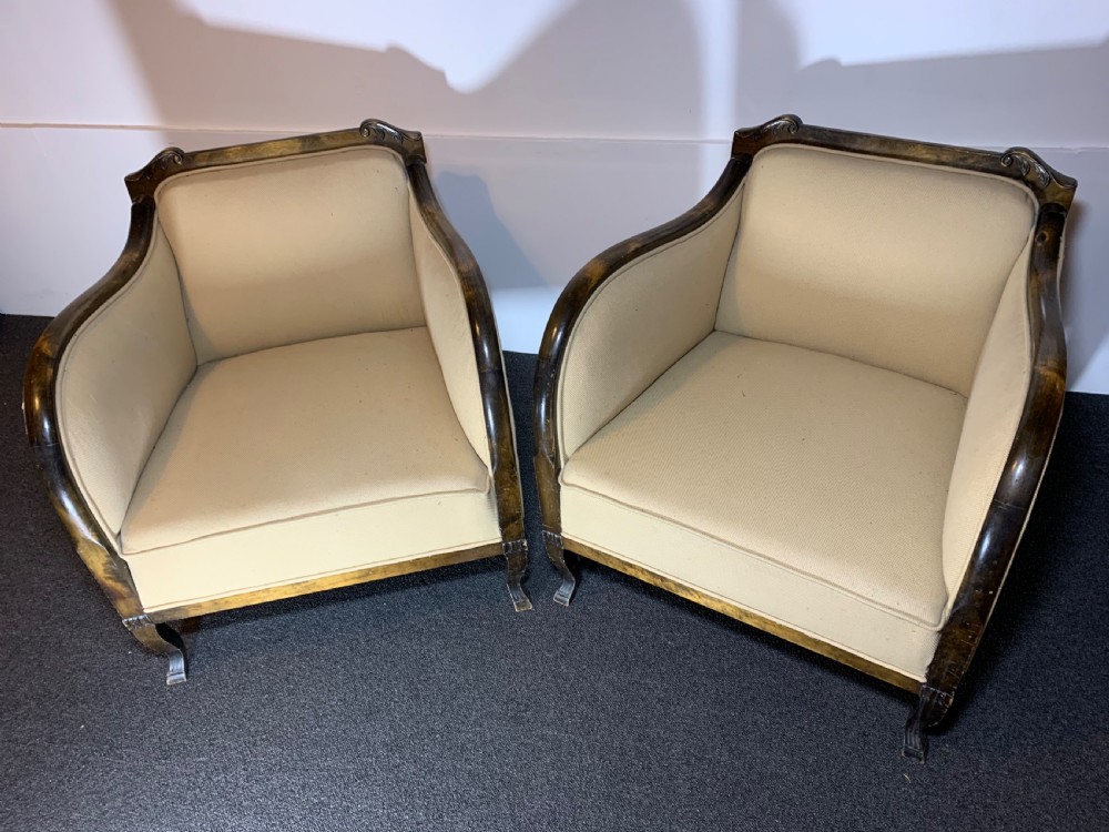 Art Deco Pair of Armchairs for Reupholstery View IX