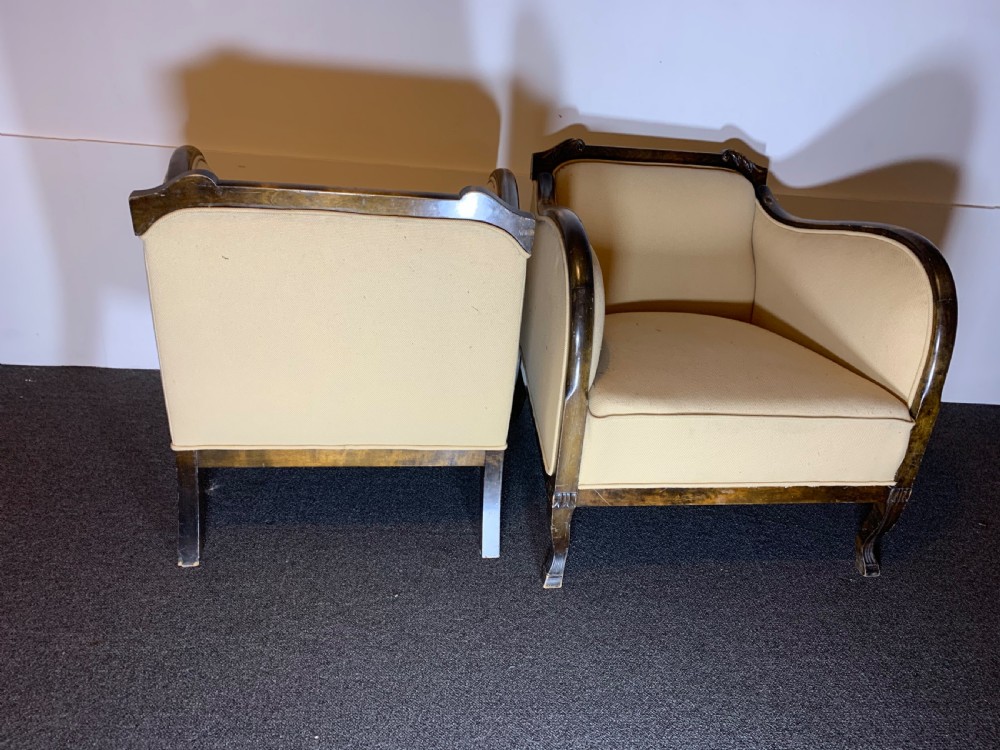 Art Deco Pair of Armchairs for Reupholstery View XI
