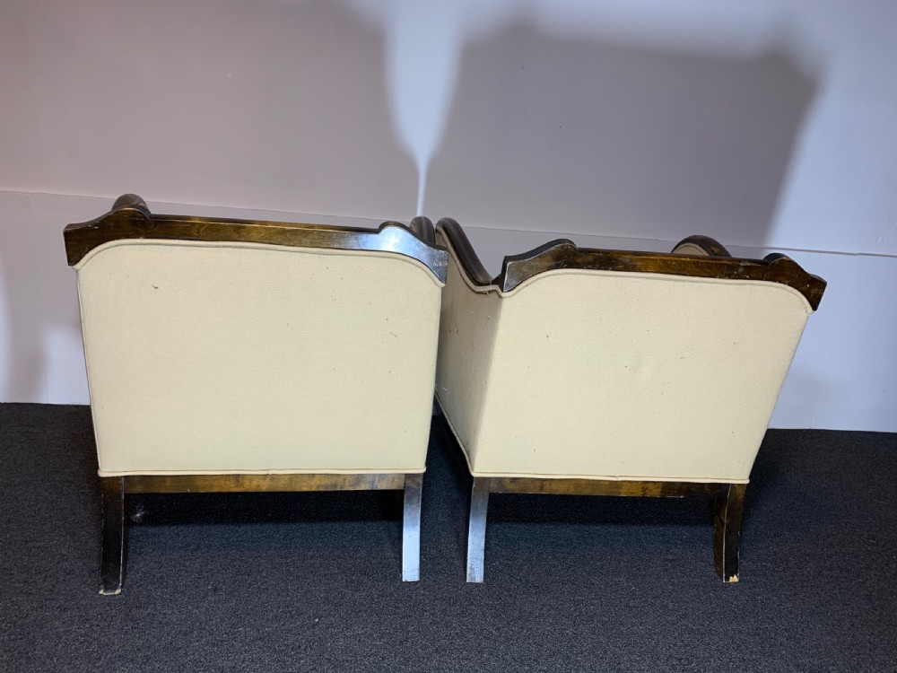Art Deco Pair of Armchairs for Reupholstery View XII
