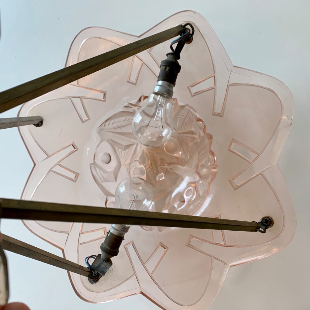 Art Deco Pendant Light by Degue. View X