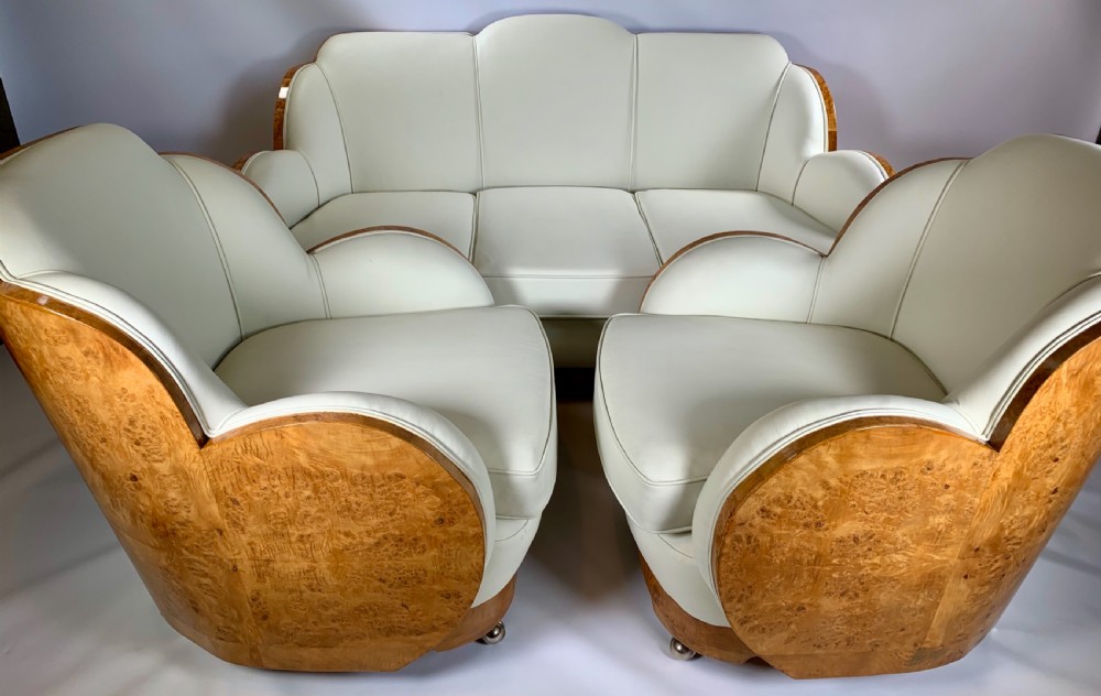 Art Deco three piece cloud suite by Harry and Lou Epstein