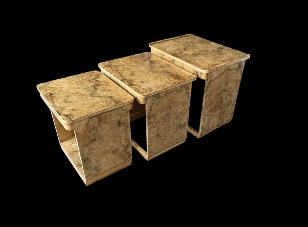 Fine and Rare Nest of Three Art Deco Tables by Harry and Lou Epstein