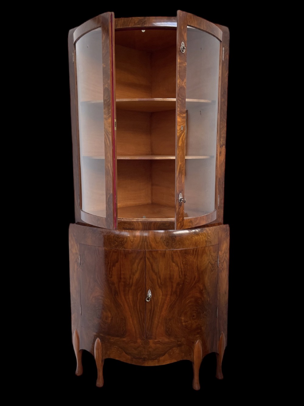 Fine Art Deco Corner Display Cabinet by Maurice Adams