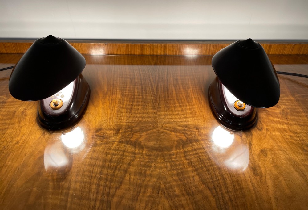 A pair of Art Deco Czech Bakelite desk or wall lamps by ESC Elektrosvit circa 1935. View XII