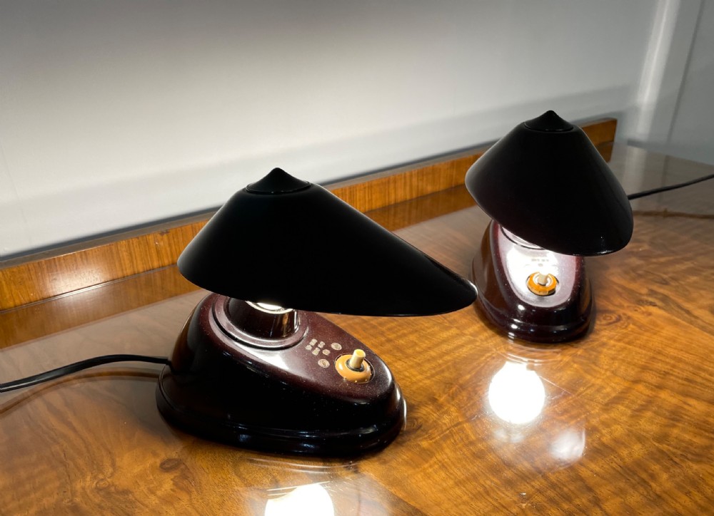 A pair of Art Deco Czech Bakelite desk or wall lamps by ESC Elektrosvit circa 1935. View XIV