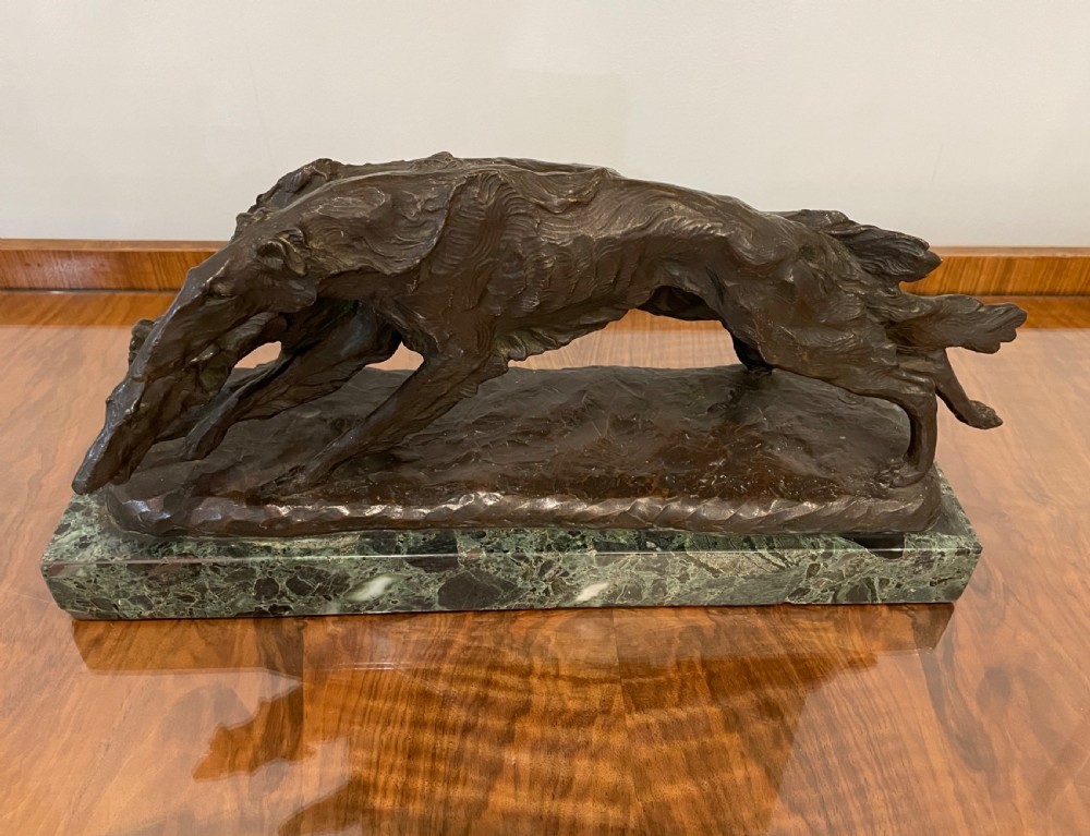 Art Deco Bronze of Two Borzoi Dogs View XI