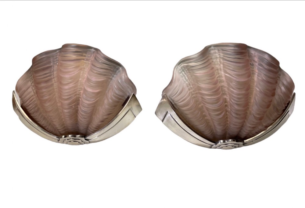 Art Deco Pair of Shell Clam Wall Lights  View X
