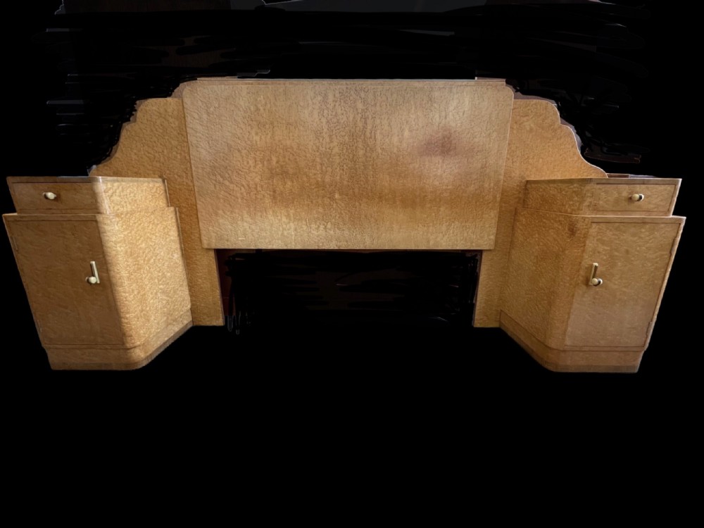 Art Deco headboard and attached bedside cabinets by Harry and Lou Epstein