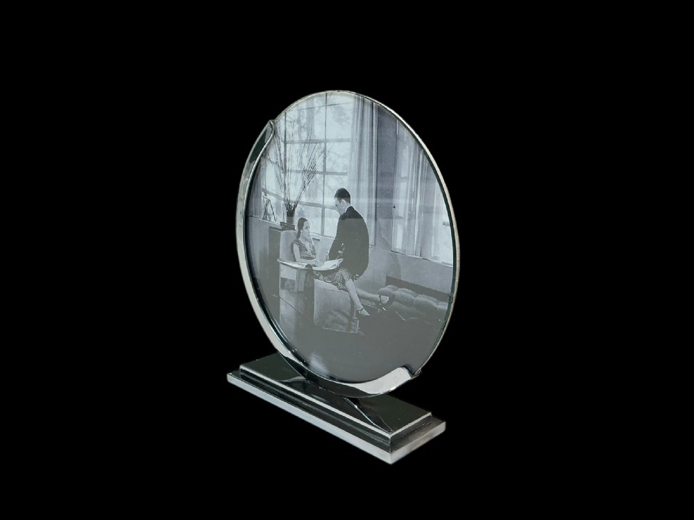 Art Deco Circular Chrome Photo Frame