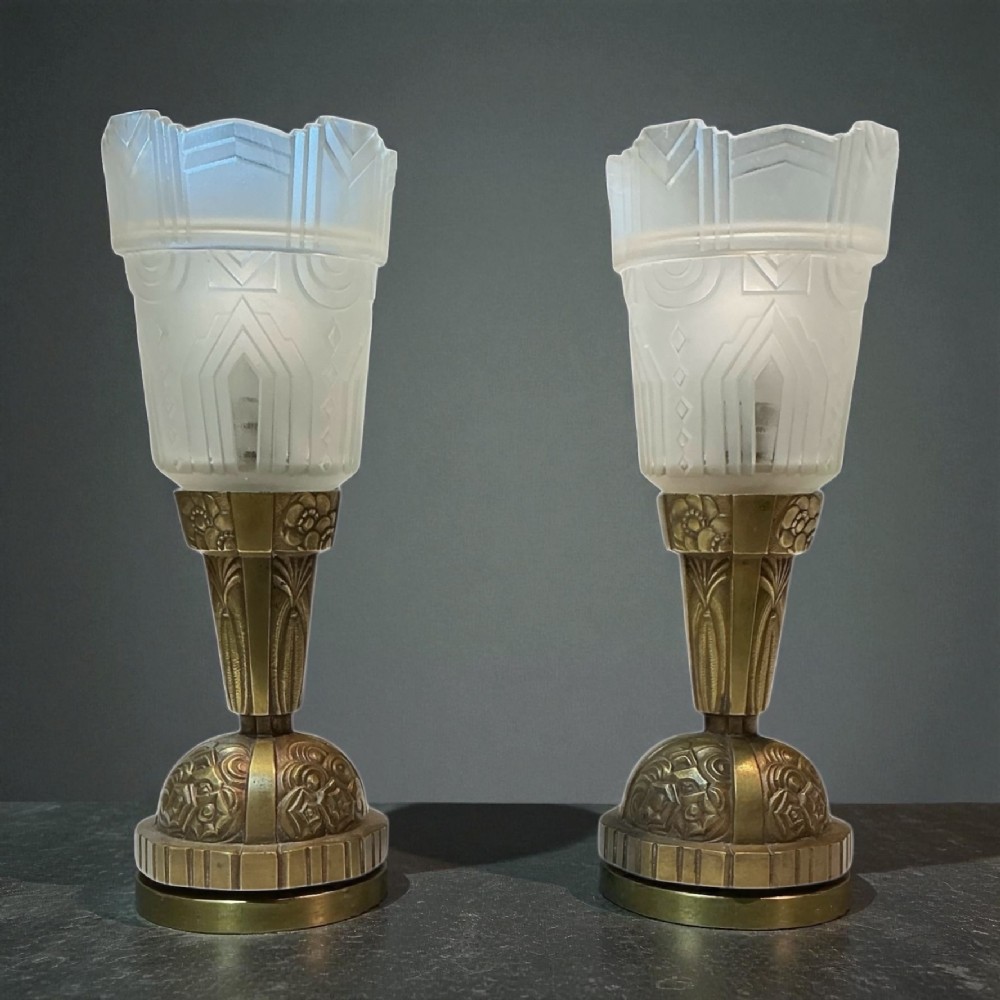 A fine pair of Art Deco lamps attributed to Hettier and Vincent