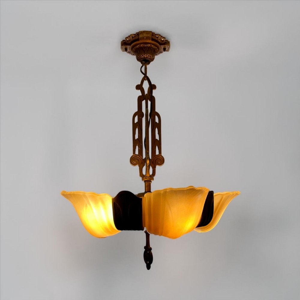 Art Deco American ‘Slip’ Shade Ceiling Light