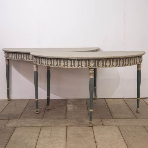 Pair of Swedish Demi-lune console tables