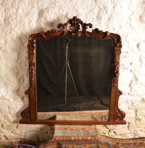 Ornately Carved Victorian Overmantle Mirror