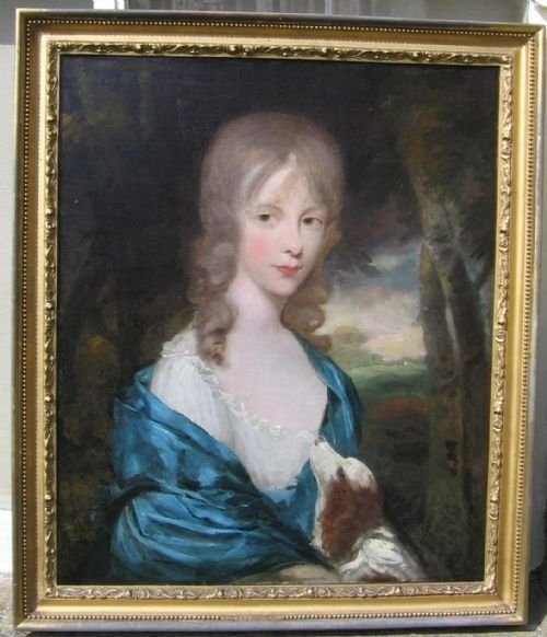 Portrait of a Girl with Her Pet Dog C.1780; Follower of Thomas Hickey