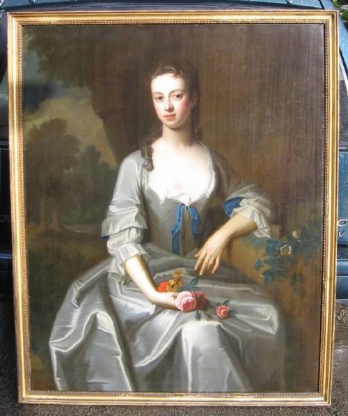 Sold....portrait of a Lady in Grey C.1720; Attributed to Enoch Seeman