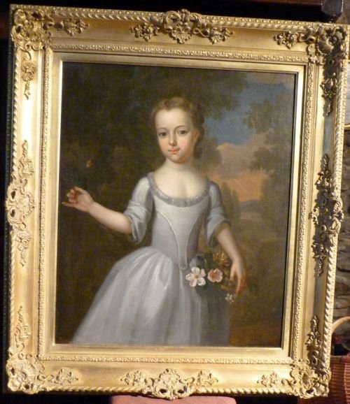 Portrait of a Young Girl with Flowers C.1750; Attributed to Thomas Bardwell