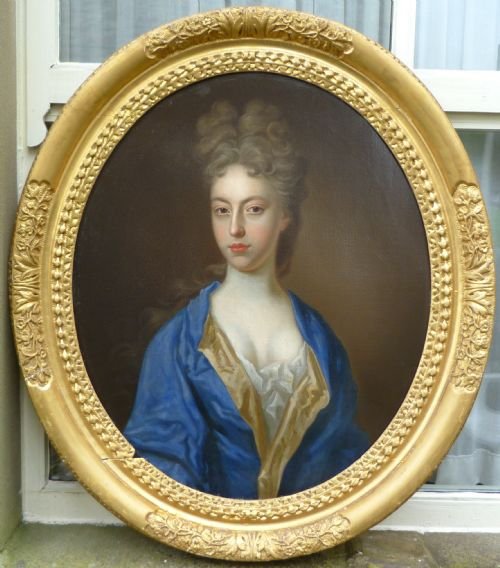 Sold....portrait of a Lady in Blue C.1720; Circle of Kneller