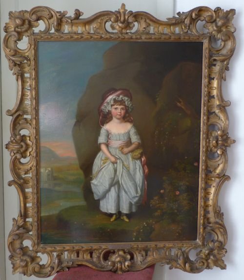 Sold....portrait of Miss Harriet Tatnall "The Primrose Girl", C.1780; Attributed to Sir Thomas Beechey.