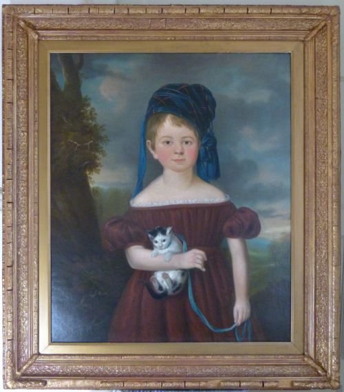 fig 1. SOLD....Portrait of a Young Boy and His Cat c.1830; English School.