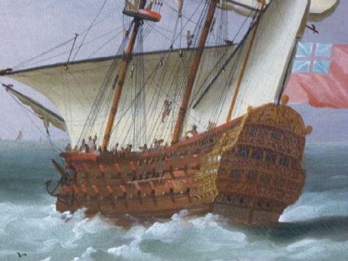 fig 3. SOLD....An English Flagship off a Port c.1705, by Tobias Stranover.