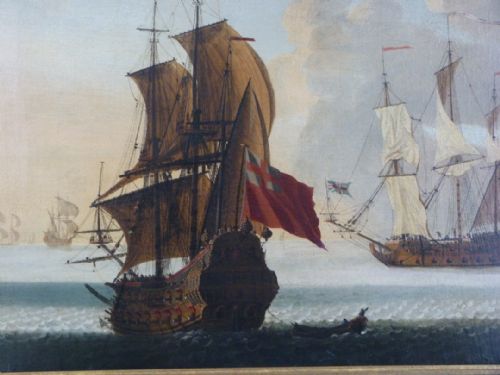 fig 1. British warships off a Mediterranean coast c.1675; Circle of Adriaen van Deest.