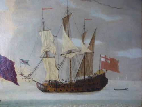 fig 2. British warships off a Mediterranean coast c.1675; Circle of Adriaen van Deest.