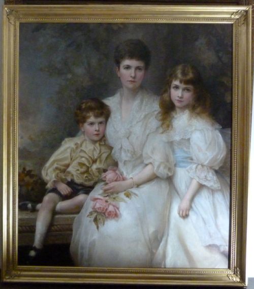 Triple Portrait of the Hon. Mrs. Denham - Cookes and Her Children 1896, by Edward Hughes.