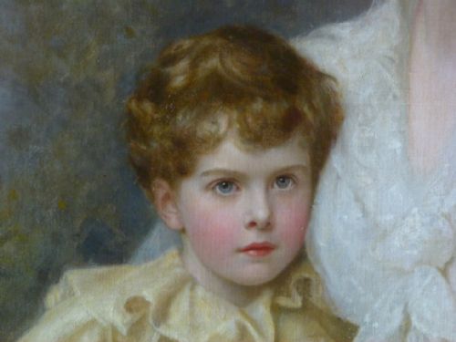 fig 2. Triple Portrait of The Hon. Mrs. Denham - Cookes and Her Children 1896, by Edward Hughes.