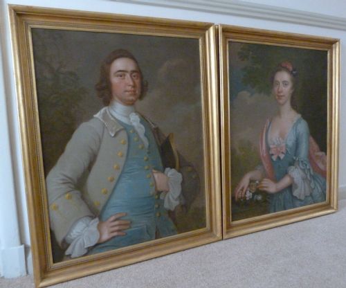 fig 4. SOLD...Pair of Portraits of John and Jane de Carteret 1750s: Attributed to  Hamlet Winstanley.