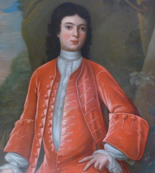 PORTRAIT OF A BOY IN RED C1720 FOLLOWER OF JOHN VERELST - ADDITIONAL PHOTO 2