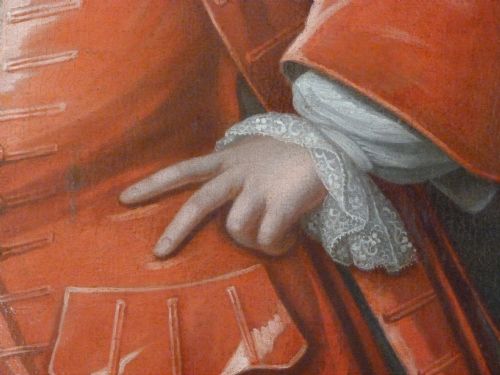 PORTRAIT OF A BOY IN RED C1720 FOLLOWER OF JOHN VERELST - ADDITIONAL PHOTO 3