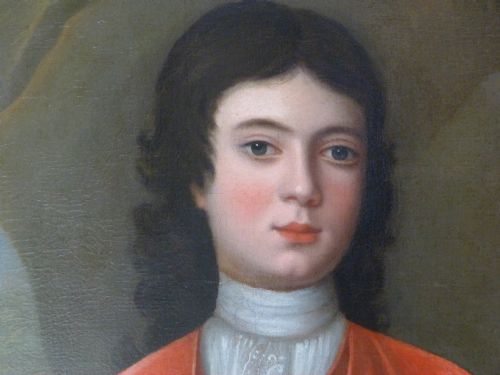PORTRAIT OF A BOY IN RED C1720 FOLLOWER OF JOHN VERELST - ADDITIONAL PHOTO 5