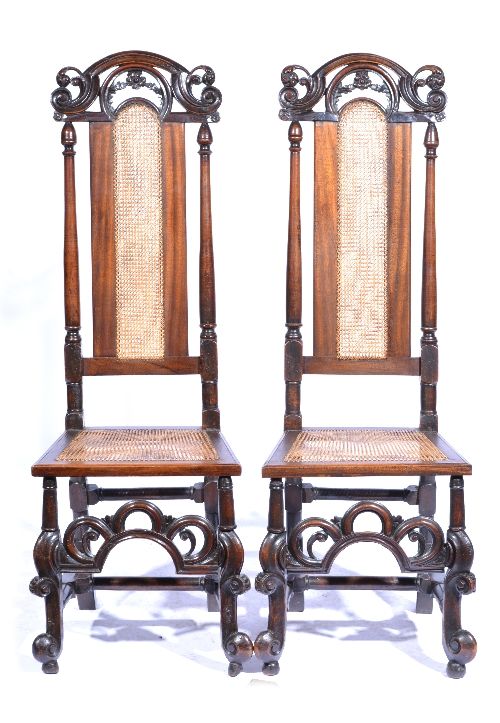 Pair of Walnut and Beech Chairs C.1710 and Later.