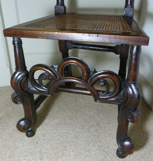 fig 1. Pair of walnut and beech chairs c.1710 and later.