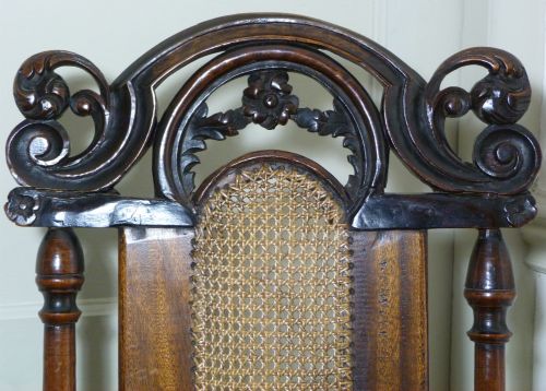 fig 2. Pair of walnut and beech chairs c.1710 and later.