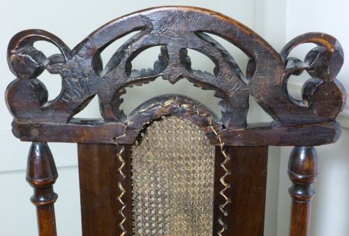 fig 3. Pair of walnut and beech chairs c.1710 and later.