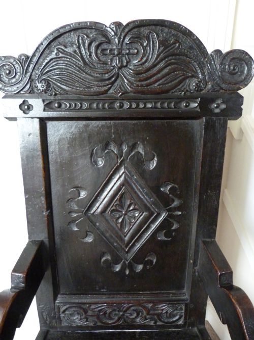 fig 1. Oak wainscot chair c.1660 and later.