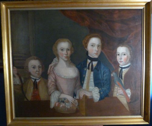 Naive Portrait of a Family, Possibly American C.1770.