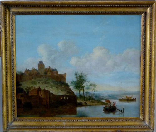 A Riverside Town C. 1780; Dutch School.