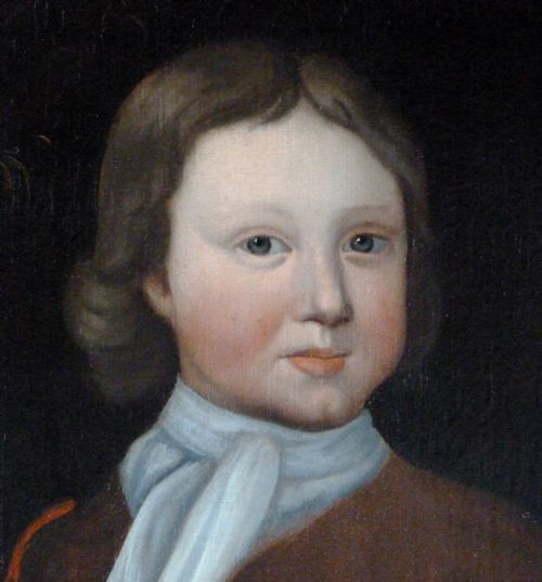 PORTRAIT OF A BOY AND DOG C1740 ENGLISH SCHOOL - ADDITIONAL PHOTO 1