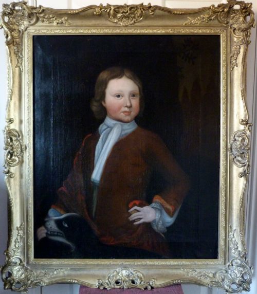 PORTRAIT OF A BOY AND DOG C1740 ENGLISH SCHOOL - ADDITIONAL PHOTO 3